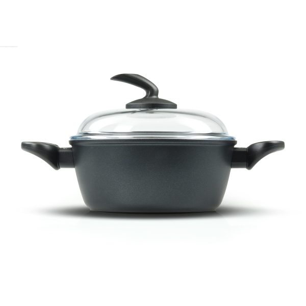 Casseruola 2 maniglie con coperchio di vetro – Diamante – Diametro 20/24 cm