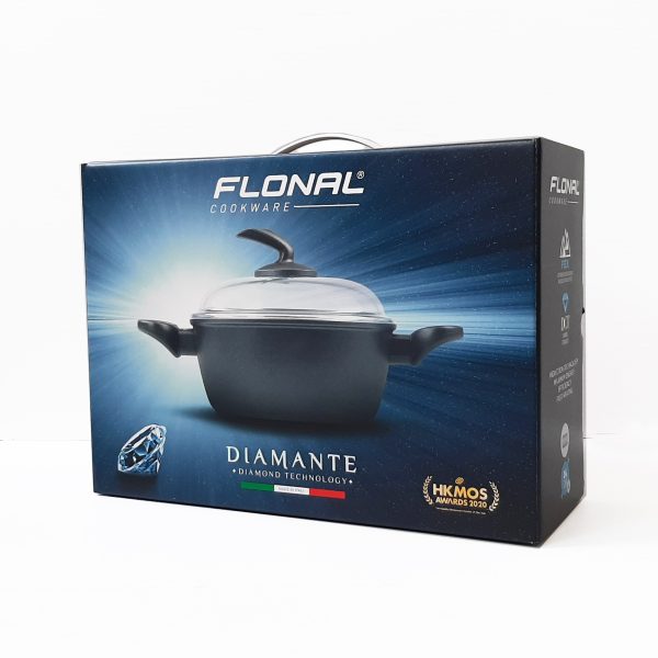 Casseruola 2 maniglie con coperchio di vetro – Diamante – Diametro 20/24 cm - immagine 2