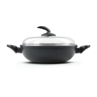 Wok 2 maniglie con coperchio di vetro – Diamante – Diametro 28/32 cm
