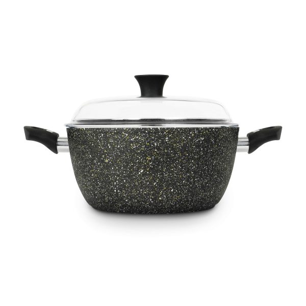 Casseruola 2 maniglie con coperchio di vetro – Pietra Lavica Induction – Diametro 20/24 cm