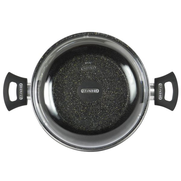 Casseruola 2 maniglie con coperchio di vetro – Pietra Lavica Induction – Diametro 20/24 cm - immagine 2