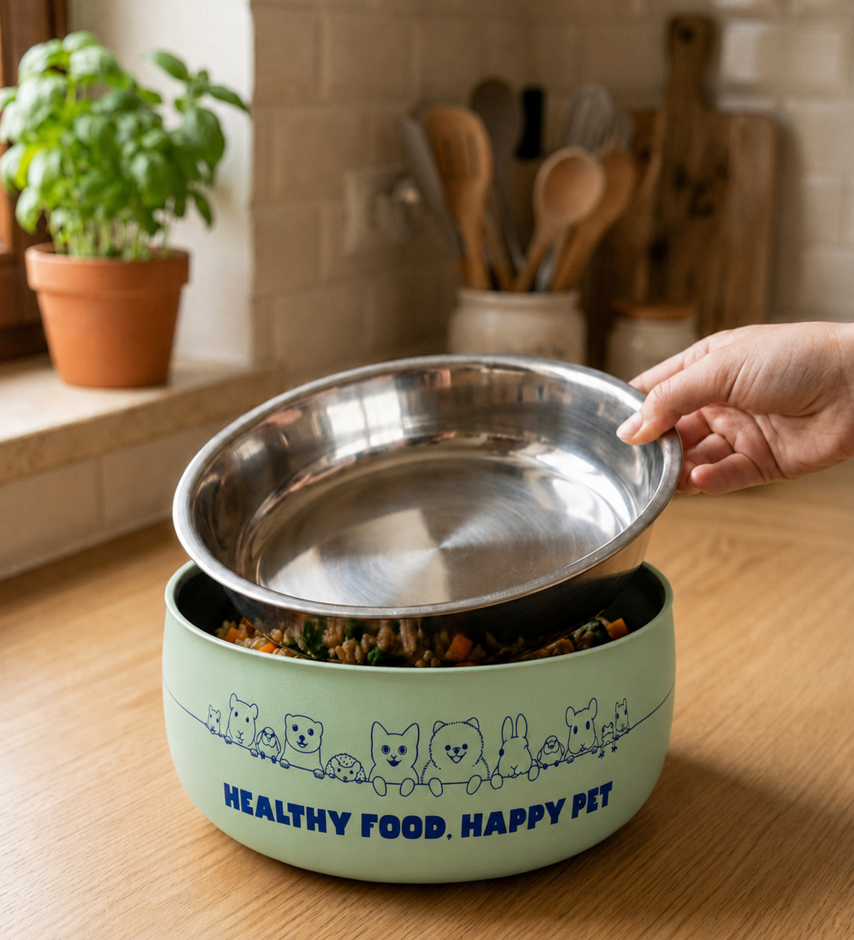 Dual Bowl – Set Casseruola e Ciotola per Animali – Serie Happy - immagine 3
